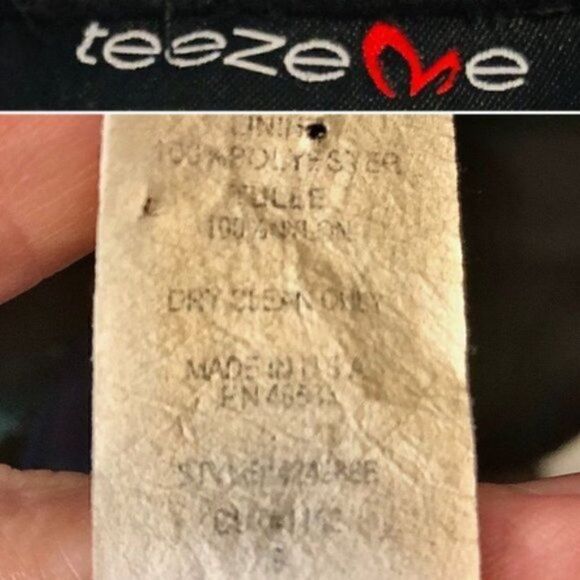 Teeze Me Satin Floral Tulle Underlay Strapless Dress Mini Juniors 9 Blue Black - Picture 6 of 7